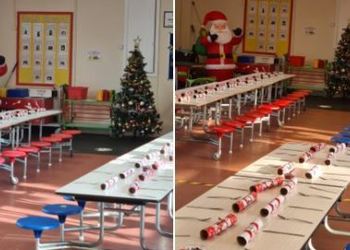 Today's Festive Lunch all set up and ready for our children to enjoy!