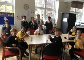 First hot chocolate with the head of the summer term. Well done everyone! #hotchocolatewiththehead #aiminghigh