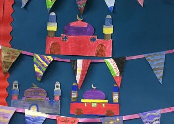 Some of our children created a display to celebrate Eid. Happy Eid.