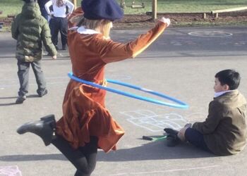 A Victorian playtime with activities including skipping, hopscotch, chalk, marbles and clap songs